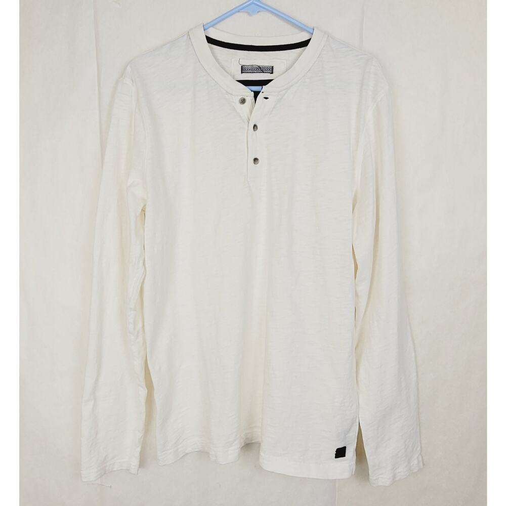 Madison Supply ivory henley shirt size large long sleeve Casual Classic Staple
